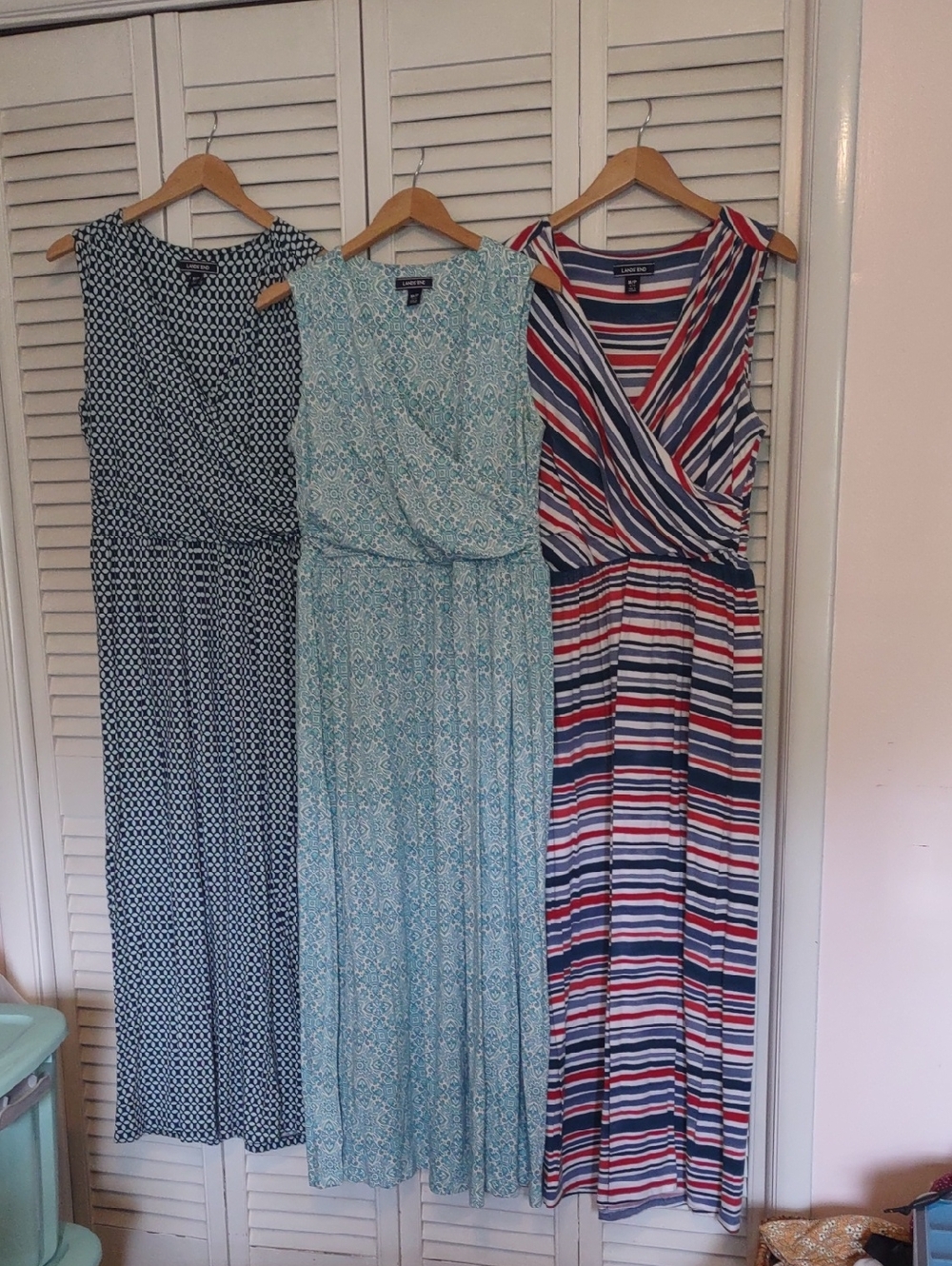 Lot Of 3 Lands End Surplice Knit Maxi Dresses Size MP Medium Petite